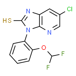 ChemSpider 2D Image | 6-Chloro-3-[2-(difluoromethoxy)phenyl]-3H-imidazo[4,5-b]pyridine-2-thiol | C13H8ClF2N3OS