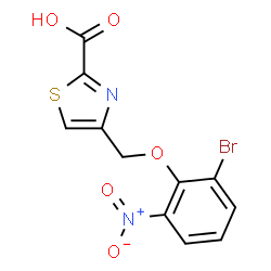 ChemSpider 2D Image | 4-[(2-Bromo-6-nitrophenoxy)methyl]-1,3-thiazole-2-carboxylic acid | C11H7BrN2O5S