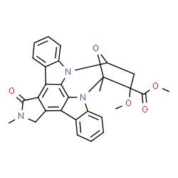 ChemSpider 2D Image | Methyl 16-methoxy-4,15-dimethyl-3-oxo-28-oxa-4,14,19-triazaoctacyclo[12.11.2.1~15,18~.0~2,6~.0~7,27~.0~8,13~.0~19,26~.0~20,25~]octacosa-1,6,8,10,12,20,22,24,26-nonaene-16-carboxylate | C29H25N3O5