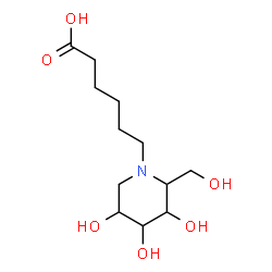 ChemSpider 2D Image | 6-[3,4,5-Trihydroxy-2-(hydroxymethyl)-1-piperidinyl]hexanoic acid | C12H23NO6