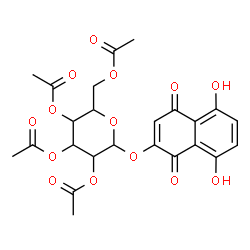 ChemSpider 2D Image | 5,8-Dihydroxy-1,4-dioxo-1,4-dihydro-2-naphthalenyl 2,3,4,6-tetra-O-acetylhexopyranoside | C24H24O14