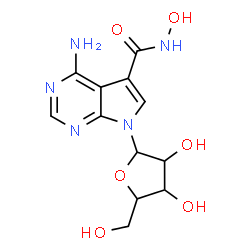ChemSpider 2D Image | 4-Amino-N-hydroxy-7-pentofuranosyl-7H-pyrrolo[2,3-d]pyrimidine-5-carboxamide | C12H15N5O6
