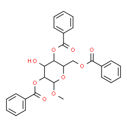 ChemSpider 2D Image | Methyl 2,4,6-tri-O-benzoylhexopyranoside | C28H26O9
