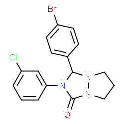 ChemSpider 2D Image | 3-(4-Bromophenyl)-2-(3-chlorophenyl)tetrahydro-1H,5H-pyrazolo[1,2-a][1,2,4]triazol-1-one | C17H15BrClN3O
