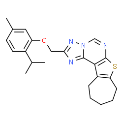 ChemSpider 2D Image | 2-[(2-Isopropyl-5-methylphenoxy)methyl]-9,10,11,12-tetrahydro-8H-cyclohepta[4,5]thieno[3,2-e][1,2,4]triazolo[1,5-c]pyrimidine | C23H26N4OS
