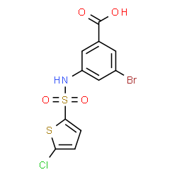 ChemSpider 2D Image | 3-Bromo-5-{[(5-chloro-2-thienyl)sulfonyl]amino}benzoic acid | C11H7BrClNO4S2