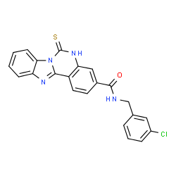 ChemSpider 2D Image | N-(3-Chlorobenzyl)-6-thioxo-5,6-dihydrobenzimidazo[1,2-c]quinazoline-3-carboxamide | C22H15ClN4OS