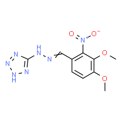 ChemSpider 2D Image | 5-[2-(3,4-Dimethoxy-2-nitrobenzylidene)hydrazino]-2H-tetrazole | C10H11N7O4