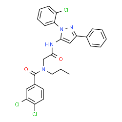 ChemSpider 2D Image | 3,4-Dichloro-N-(2-{[1-(2-chlorophenyl)-3-phenyl-1H-pyrazol-5-yl]amino}-2-oxoethyl)-N-propylbenzamide | C27H23Cl3N4O2