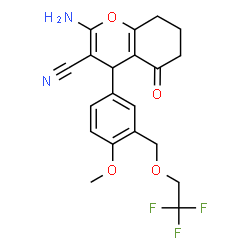 ChemSpider 2D Image | 2-Amino-4-{4-methoxy-3-[(2,2,2-trifluoroethoxy)methyl]phenyl}-5-oxo-5,6,7,8-tetrahydro-4H-chromene-3-carbonitrile | C20H19F3N2O4