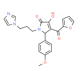 ChemSpider 2D Image | 4-(2-Furoyl)-3-hydroxy-1-[3-(1H-imidazol-1-yl)propyl]-5-(4-methoxyphenyl)-1,5-dihydro-2H-pyrrol-2-one | C22H21N3O5