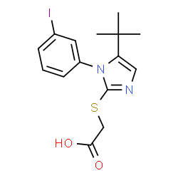 ChemSpider 2D Image | {[1-(3-Iodophenyl)-5-(2-methyl-2-propanyl)-1H-imidazol-2-yl]sulfanyl}acetic acid | C15H17IN2O2S