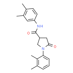 ChemSpider 2D Image | 1-(2,3-Dimethylphenyl)-N-(3,4-dimethylphenyl)-5-oxo-3-pyrrolidinecarboxamide | C21H24N2O2