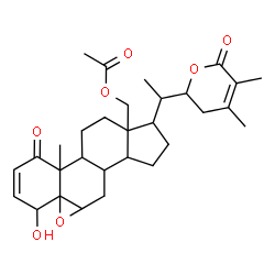 ChemSpider 2D Image | 4-Hydroxy-1,26-dioxo-5,6:22,26-diepoxyergosta-2,24-dien-18-yl acetate | C30H40O7
