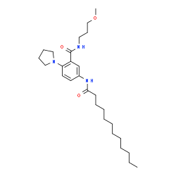 ChemSpider 2D Image | 5-(Dodecanoylamino)-N-(3-methoxypropyl)-2-(1-pyrrolidinyl)benzamide | C27H45N3O3