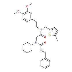 ChemSpider 2D Image | N-Cyclohexyl-N-(2-{[2-(3,4-dimethoxyphenyl)ethyl][(5-methyl-2-thienyl)methyl]amino}-2-oxoethyl)-3-phenylacrylamide | C33H40N2O4S