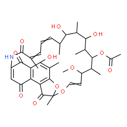 ChemSpider 2D Image | 2,15,17-Trihydroxy-11-methoxy-3,7,12,14,16,18,22-heptamethyl-6,23,27,29-tetraoxo-8,30-dioxa-24-azatetracyclo[23.3.1.1~4,7~.0~5,28~]triaconta-1(28),2,4,9,19,21,25-heptaen-13-yl acetate | C37H45NO12