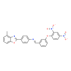 ChemSpider 2D Image | N-{(E)-[3-(2,4-Dinitrophenoxy)phenyl]methylene}-4-(4-methyl-1,3-benzoxazol-2-yl)aniline | C27H18N4O6