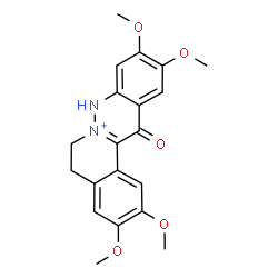 ChemSpider 2D Image | 2,3,10,11-Tetramethoxy-13-oxo-5,6,8,13-tetrahydroisoquinolino[2,1-b]cinnolin-7-ium | C20H21N2O5