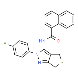 ChemSpider 2D Image | N-[2-(4-Fluorophenyl)-2,6-dihydro-4H-thieno[3,4-c]pyrazol-3-yl]-1-naphthamide | C22H16FN3OS