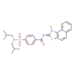 ChemSpider 2D Image | 4-(Diisobutylsulfamoyl)-N-[(2Z)-1-methylnaphtho[1,2-d][1,3]thiazol-2(1H)-ylidene]benzamide | C27H31N3O3S2