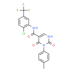 ChemSpider 2D Image | N-[2-Chloro-5-(trifluoromethyl)phenyl]-3-(4-methylphenyl)-2,4-dioxo-1,2,3,4-tetrahydro-5-pyrimidinecarboxamide | C19H13ClF3N3O3