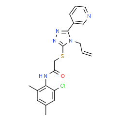 ChemSpider 2D Image | 2-{[4-Allyl-5-(3-pyridinyl)-4H-1,2,4-triazol-3-yl]sulfanyl}-N-(2-chloro-4,6-dimethylphenyl)acetamide | C20H20ClN5OS