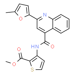 ChemSpider 2D Image | Methyl 3-({[2-(5-methyl-2-furyl)-4-quinolinyl]carbonyl}amino)-2-thiophenecarboxylate | C21H16N2O4S