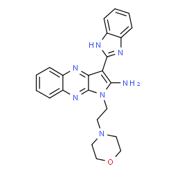 ChemSpider 2D Image | 3-(1H-Benzimidazol-2-yl)-1-[2-(4-morpholinyl)ethyl]-1H-pyrrolo[2,3-b]quinoxalin-2-amine | C23H23N7O