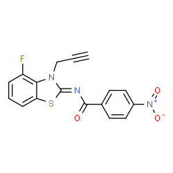 ChemSpider 2D Image | N-[(2Z)-4-Fluoro-3-(2-propyn-1-yl)-1,3-benzothiazol-2(3H)-ylidene]-4-nitrobenzamide | C17H10FN3O3S