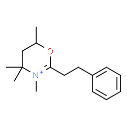 ChemSpider 2D Image | 3,4,4,6-Tetramethyl-2-(2-phenylethyl)-5,6-dihydro-4H-1,3-oxazin-3-ium | C16H24NO