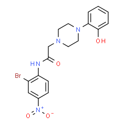 ChemSpider 2D Image | N-(2-Bromo-4-nitrophenyl)-2-[4-(2-hydroxyphenyl)-1-piperazinyl]acetamide | C18H19BrN4O4