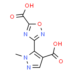 ChemSpider 2D Image | 3-(4-Carboxy-1-methyl-1H-pyrazol-5-yl)-1,2,4-oxadiazole-5-carboxylic acid | C8H6N4O5
