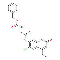 ChemSpider 2D Image | 6-Chloro-4-ethyl-2-oxo-2H-chromen-7-yl N-[(benzyloxy)carbonyl]glycinate | C21H18ClNO6