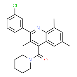 ChemSpider 2D Image | [2-(3-Chlorophenyl)-3,6,8-trimethyl-4-quinolinyl](1-piperidinyl)methanone | C24H25ClN2O