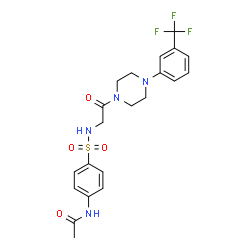ChemSpider 2D Image | N-{4-[(2-Oxo-2-{4-[3-(trifluoromethyl)phenyl]-1-piperazinyl}ethyl)sulfamoyl]phenyl}acetamide | C21H23F3N4O4S