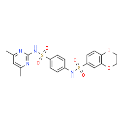 ChemSpider 2D Image | N-{4-[(4,6-Dimethyl-2-pyrimidinyl)sulfamoyl]phenyl}-2,3-dihydro-1,4-benzodioxine-6-sulfonamide | C20H20N4O6S2