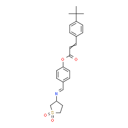 ChemSpider 2D Image | 4-{(E)-[(1,1-Dioxidotetrahydro-3-thiophenyl)imino]methyl}phenyl 3-[4-(2-methyl-2-propanyl)phenyl]acrylate | C24H27NO4S
