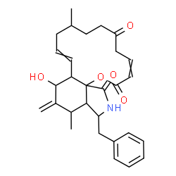 ChemSpider 2D Image | 16-Benzyl-13-hydroxy-9,15-dimethyl-14-methylene-8,9,10,12a,13,14,15,15a,16,17-decahydro-2H-oxacyclotetradecino[2,3-d]isoindole-2,6,18(5H,7H)-trione | C29H35NO5