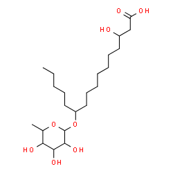 ChemSpider 2D Image | 11-[(6-Deoxyhexopyranosyl)oxy]-3-hydroxyhexadecanoic acid | C22H42O8