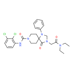 ChemSpider 2D Image | N-(2,3-Dichlorophenyl)-3-[2-(diethylamino)-2-oxoethyl]-4-oxo-1-phenyl-1,3,8-triazaspiro[4.5]decane-8-carboxamide | C26H31Cl2N5O3