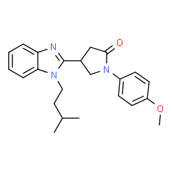 ChemSpider 2D Image | 1-(4-Methoxyphenyl)-4-[1-(3-methylbutyl)-1H-benzimidazol-2-yl]-2-pyrrolidinone | C23H27N3O2