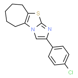 ChemSpider 2D Image | 2-(4-Chlorophenyl)-6,7,8,9-tetrahydro-5H-cyclohepta[d]imidazo[2,1-b][1,3]thiazole | C16H15ClN2S