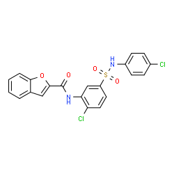 ChemSpider 2D Image | N-{2-Chloro-5-[(4-chlorophenyl)sulfamoyl]phenyl}-1-benzofuran-2-carboxamide | C21H14Cl2N2O4S