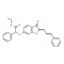 ChemSpider 2D Image | Ethyl {[3-oxo-2-(3-phenyl-2-propen-1-ylidene)-2,3-dihydro-1-benzofuran-6-yl]oxy}(phenyl)acetate | C27H22O5