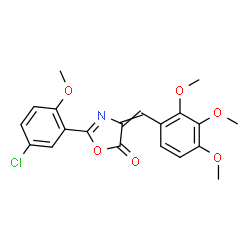 ChemSpider 2D Image | 2-(5-Chloro-2-methoxyphenyl)-4-(2,3,4-trimethoxybenzylidene)-1,3-oxazol-5(4H)-one | C20H18ClNO6