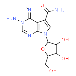 ChemSpider 2D Image | (4Z)-3-Amino-4-imino-7-pentofuranosyl-4,7-dihydro-3H-pyrrolo[2,3-d]pyrimidine-5-carboxamide | C12H16N6O5
