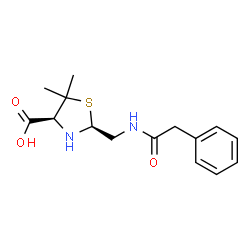 ChemSpider 2D Image | (2S,4S)-5,5-Dimethyl-2-{[(phenylacetyl)amino]methyl}-1,3-thiazolidine-4-carboxylic acid | C15H20N2O3S