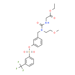 ChemSpider 2D Image | Ethyl N-{(2-methoxyethyl)[3-({[3-(trifluoromethyl)phenyl]sulfonyl}oxy)benzyl]carbamoyl}glycinate | C22H25F3N2O7S