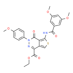 ChemSpider 2D Image | Ethyl 5-[(3,5-dimethoxybenzoyl)amino]-3-(4-methoxyphenyl)-4-oxo-3,4-dihydrothieno[3,4-d]pyridazine-1-carboxylate | C25H23N3O7S